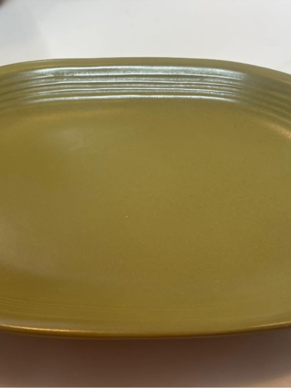 Vintage Olive Green Ceramic Serving Platter. EVC
